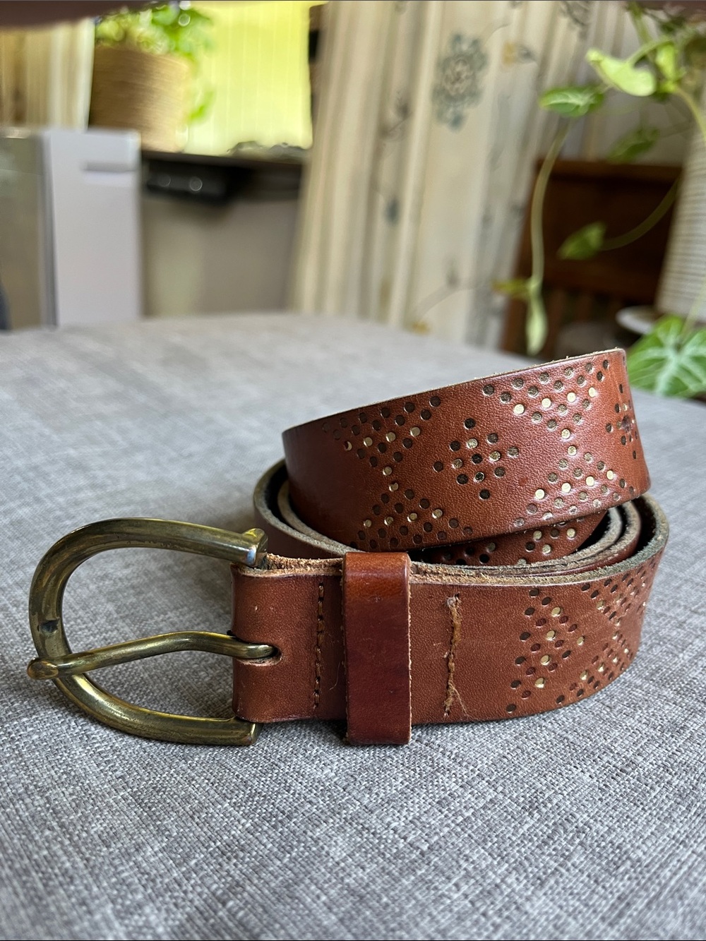 Vintage American Eagle Outfitters Brown Leather Belt Embellished Large